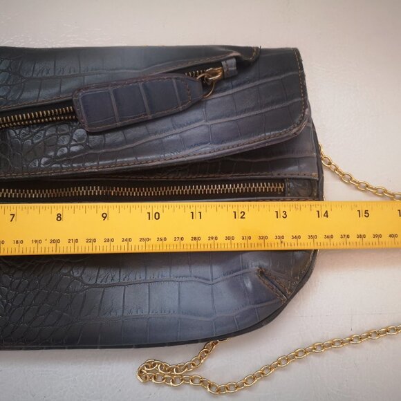 Aldo Ladies Navy Reptile Pattern Chain Strap Crossbody or Clutch Purse - Picture 8 of 11